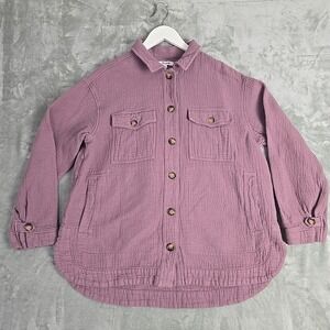 Madewell Womens Waffle Knit Shirt Jacket Large Purple